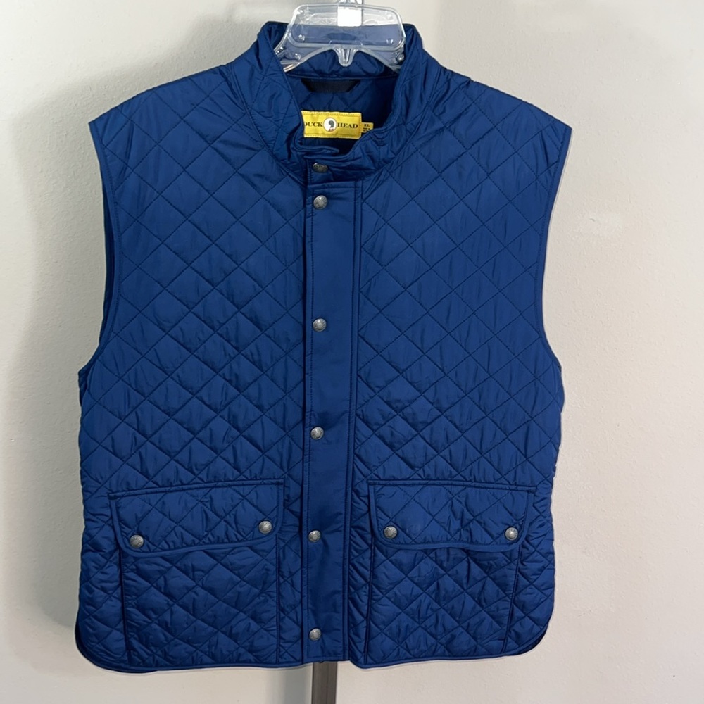 EUC Duck Head Quilted Zip/Snap Front Vest Pockets - XL Navy Fremont